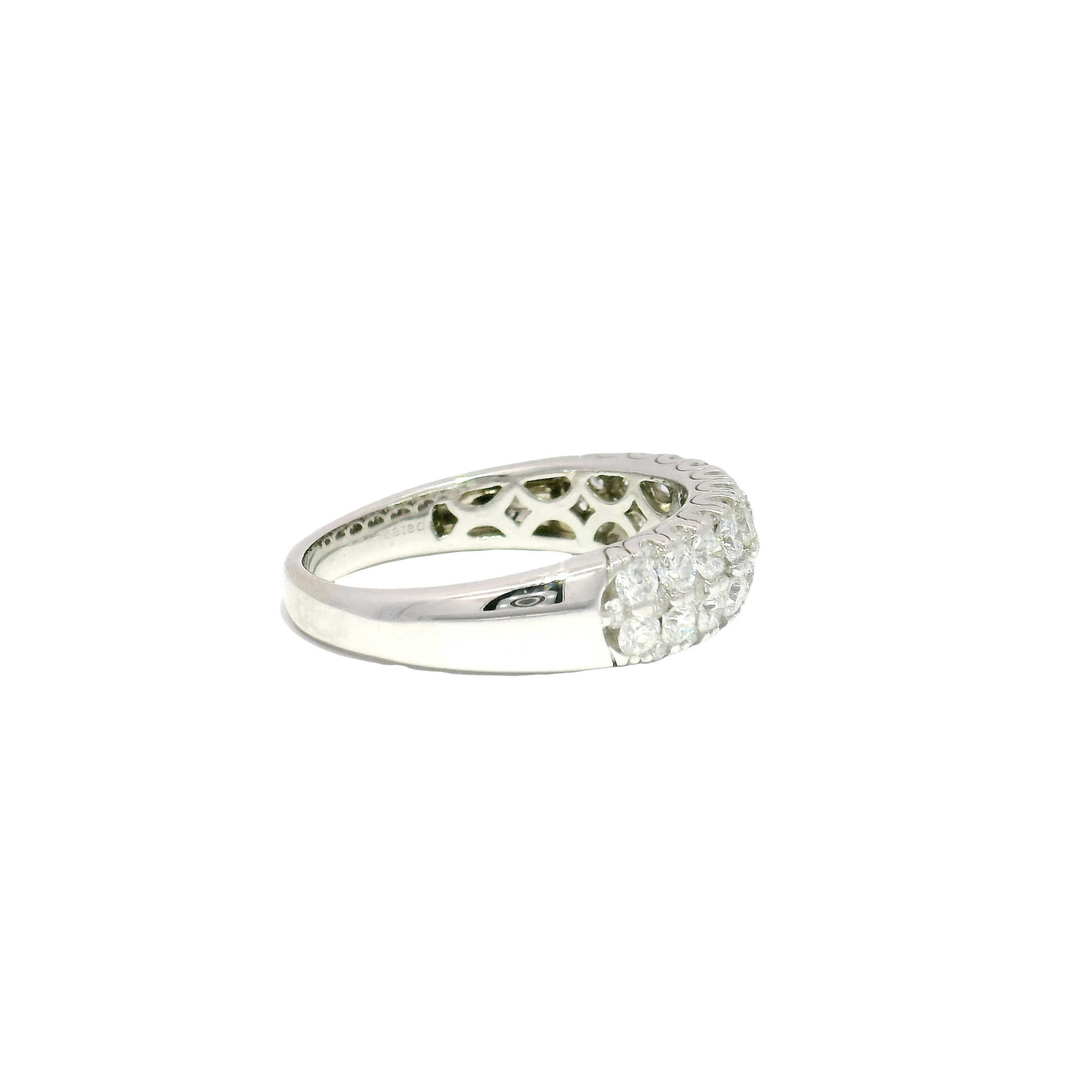 Lab Grown Double Row Round Diamond Band in 14K White Gold Sz 9