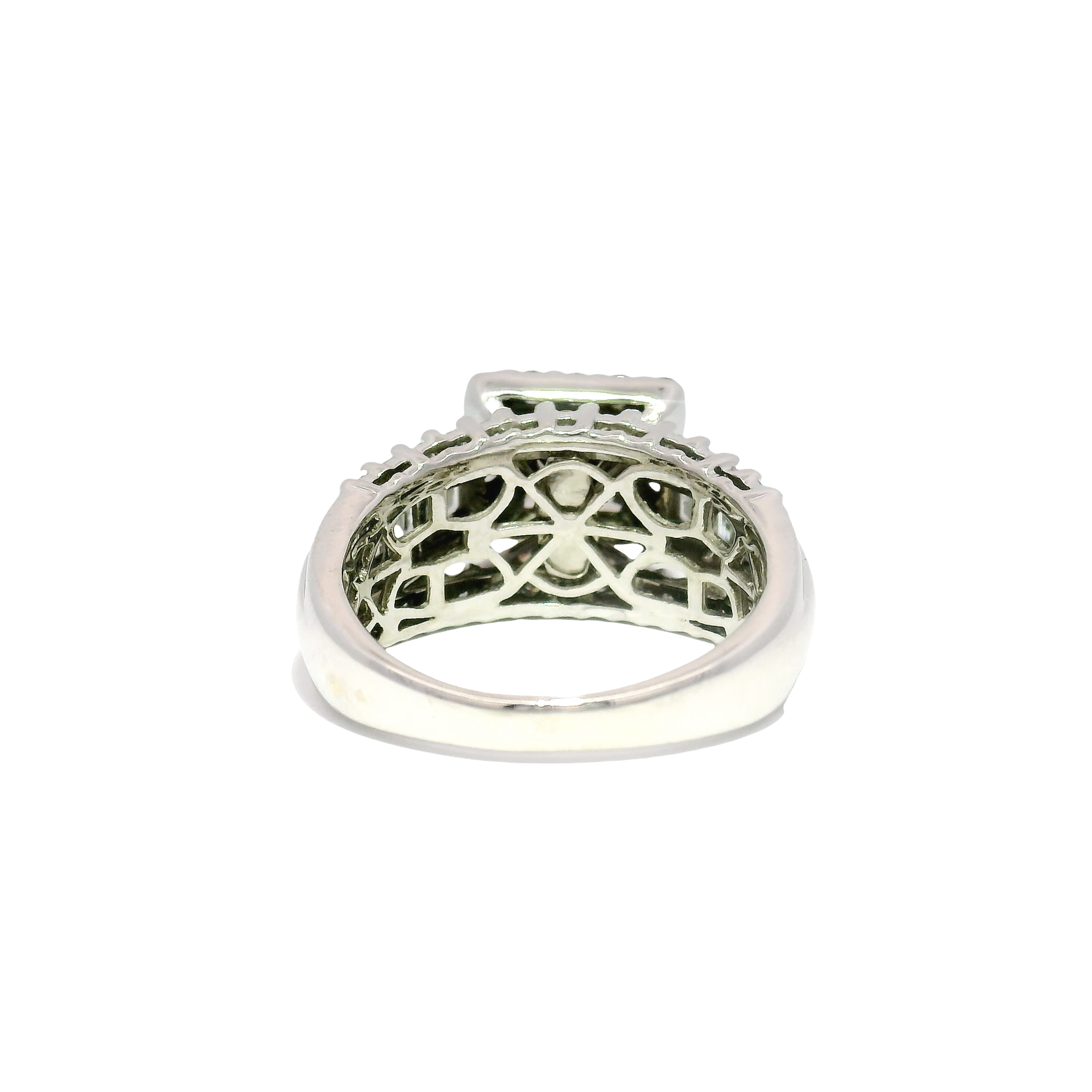 Natural Quad Set Diamond Engagmenet Ring in 14K White Gold Halo Mounting Sz 8