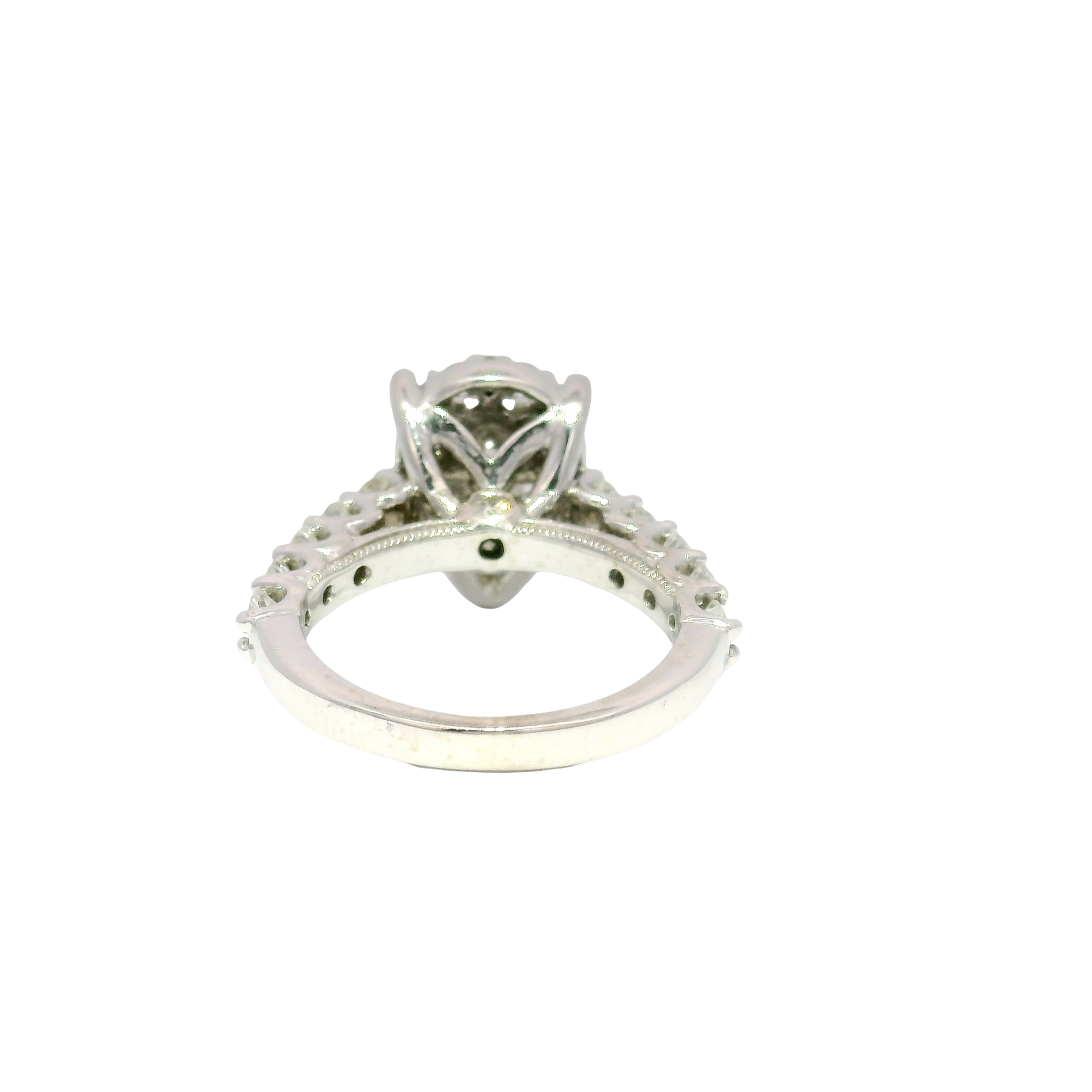 Natural Round Cluster Pear Shape Ring in 14K White Gold Sz 5.5