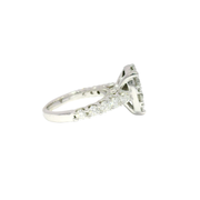 Natural Round Cluster Pear Shape Ring in 14K White Gold Sz 5.5