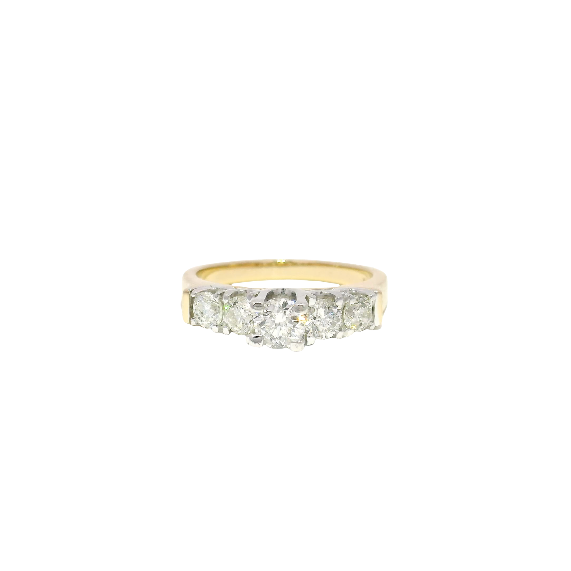 Natural Round Diamond Five Stone Ring in 14K Yellow Gold Sz 7