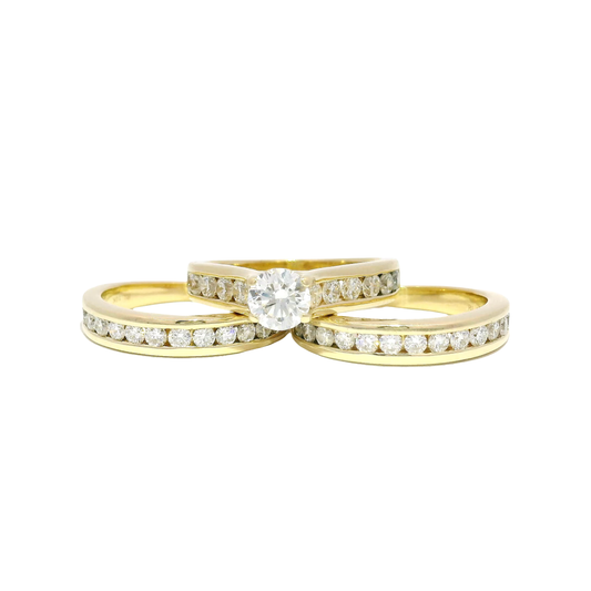 Lab Round Diamond Engagement Ring Set in 10K Yellow Gold Sz 5