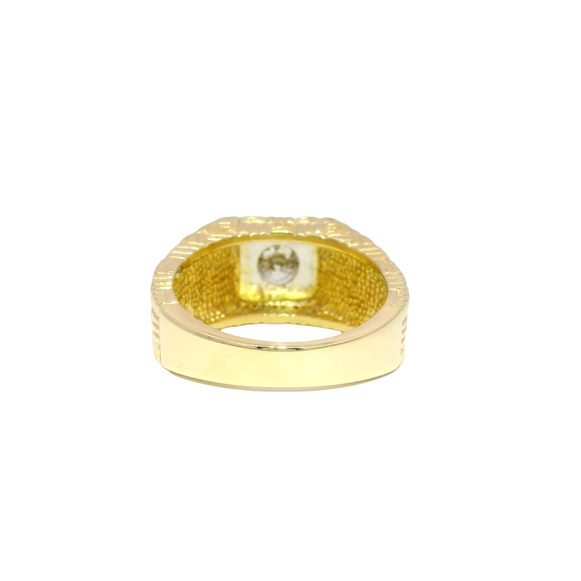 Natural Round Diamond Custom Men's Ring set in 14K Basket Weave Style Band  Sz 10