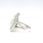 3.37ct. Pear Shape Platinum Engagement Ring in Double Halo Split Shank Totalling 5.24cts. of Natural Diamonds — Size 6.5