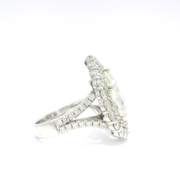 3.37ct. Pear Shape Platinum Engagement Ring in Double Halo Split Shank Totalling 5.24cts. of Natural Diamonds — Size 6.5