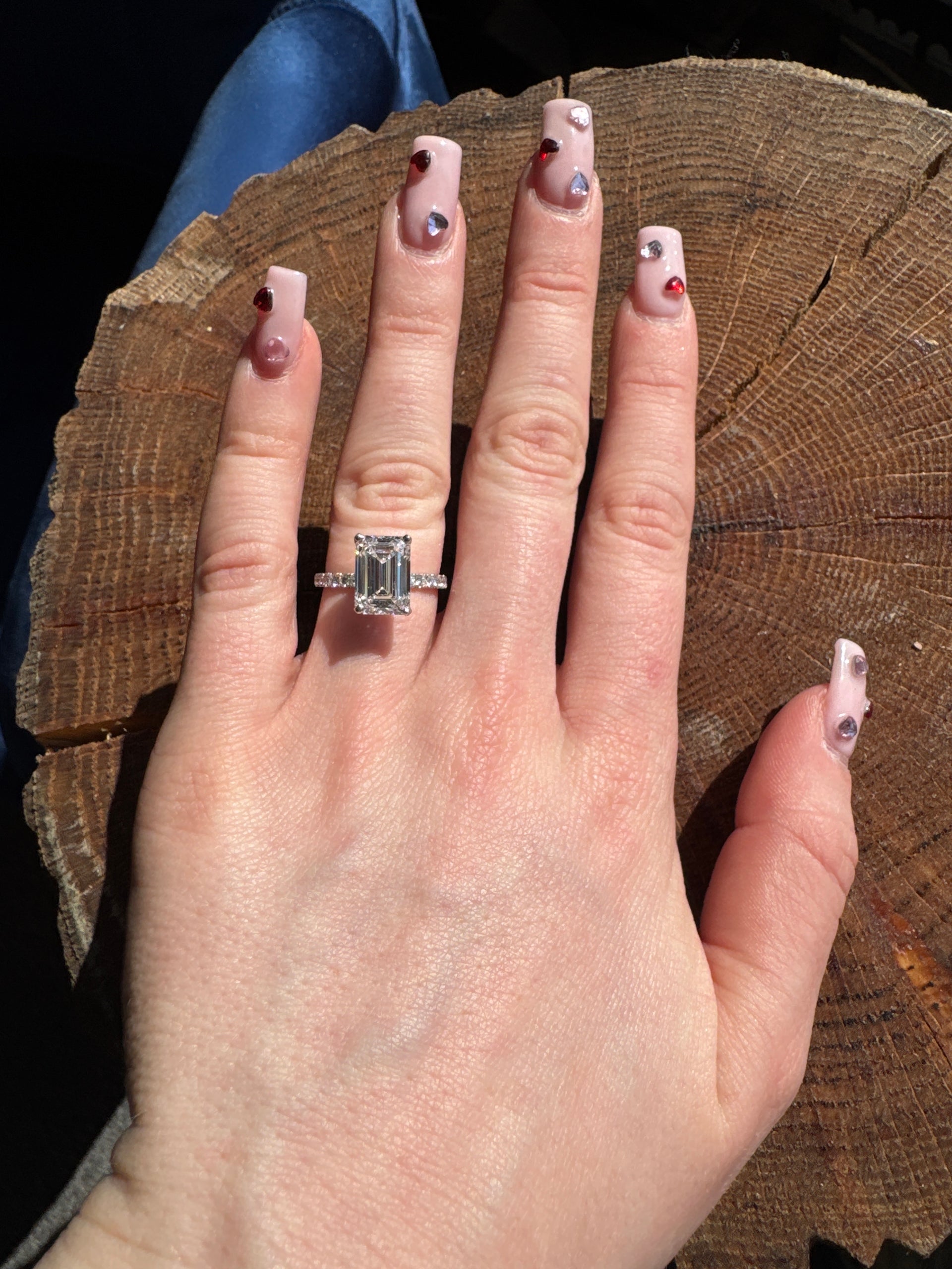 3.80ct. E VS2 Lab Emerald Cut Diamond in 14K White Gold Mounting