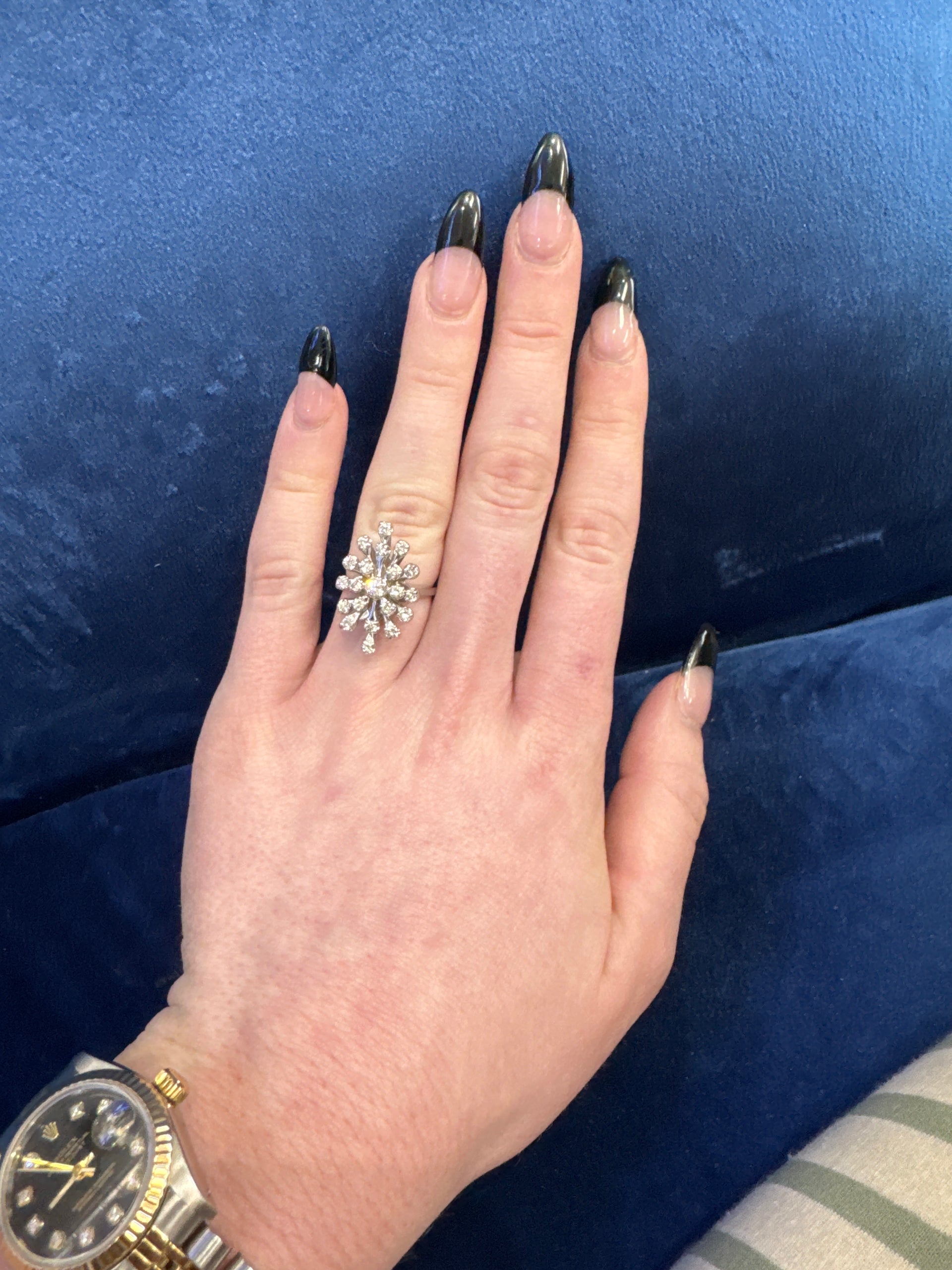 Natural Diamond Cocktail Ring in 14K White Gold