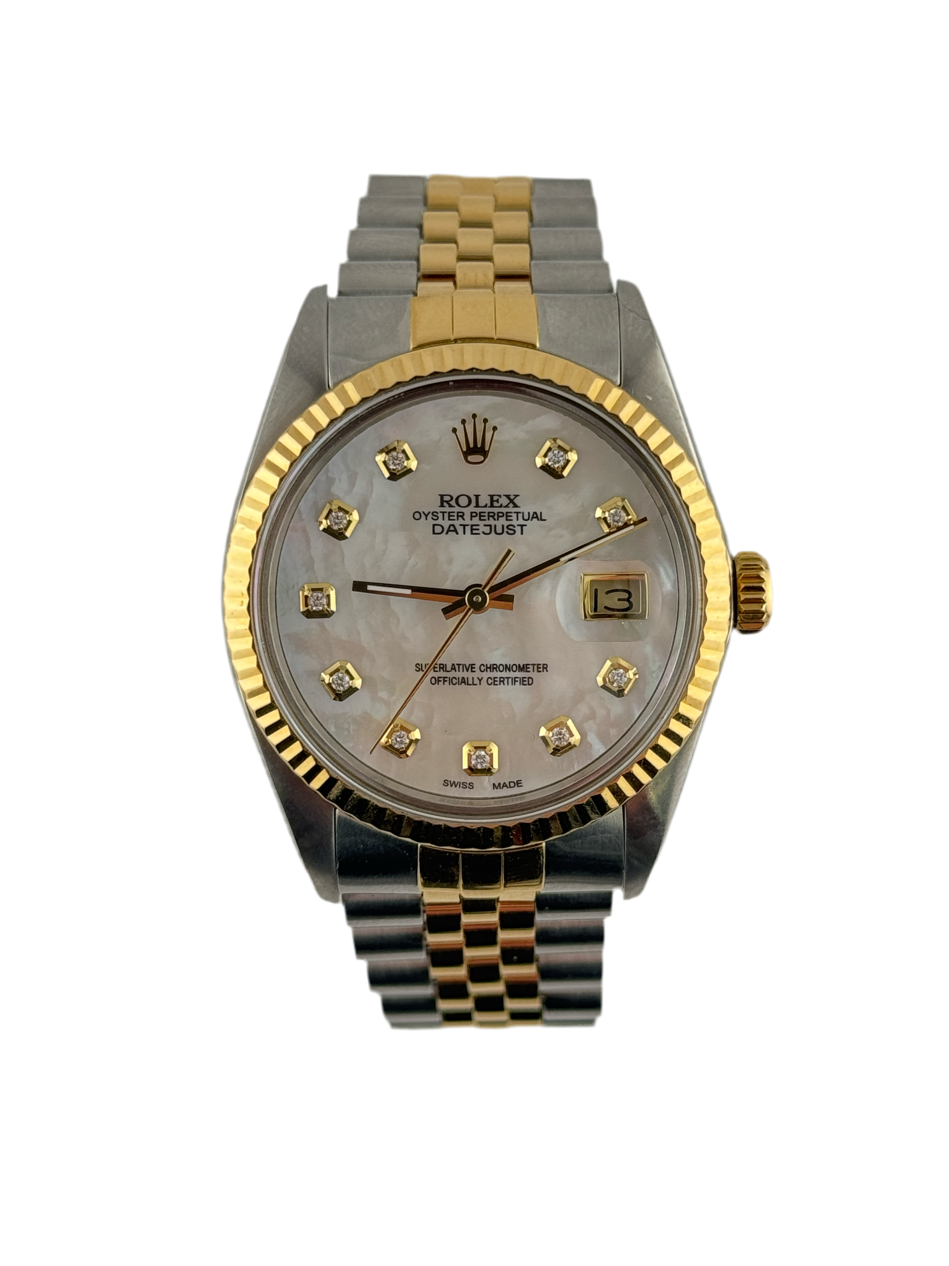 36mm Rolex Datejust 16013 White Mother of Pearl Dial (1987)