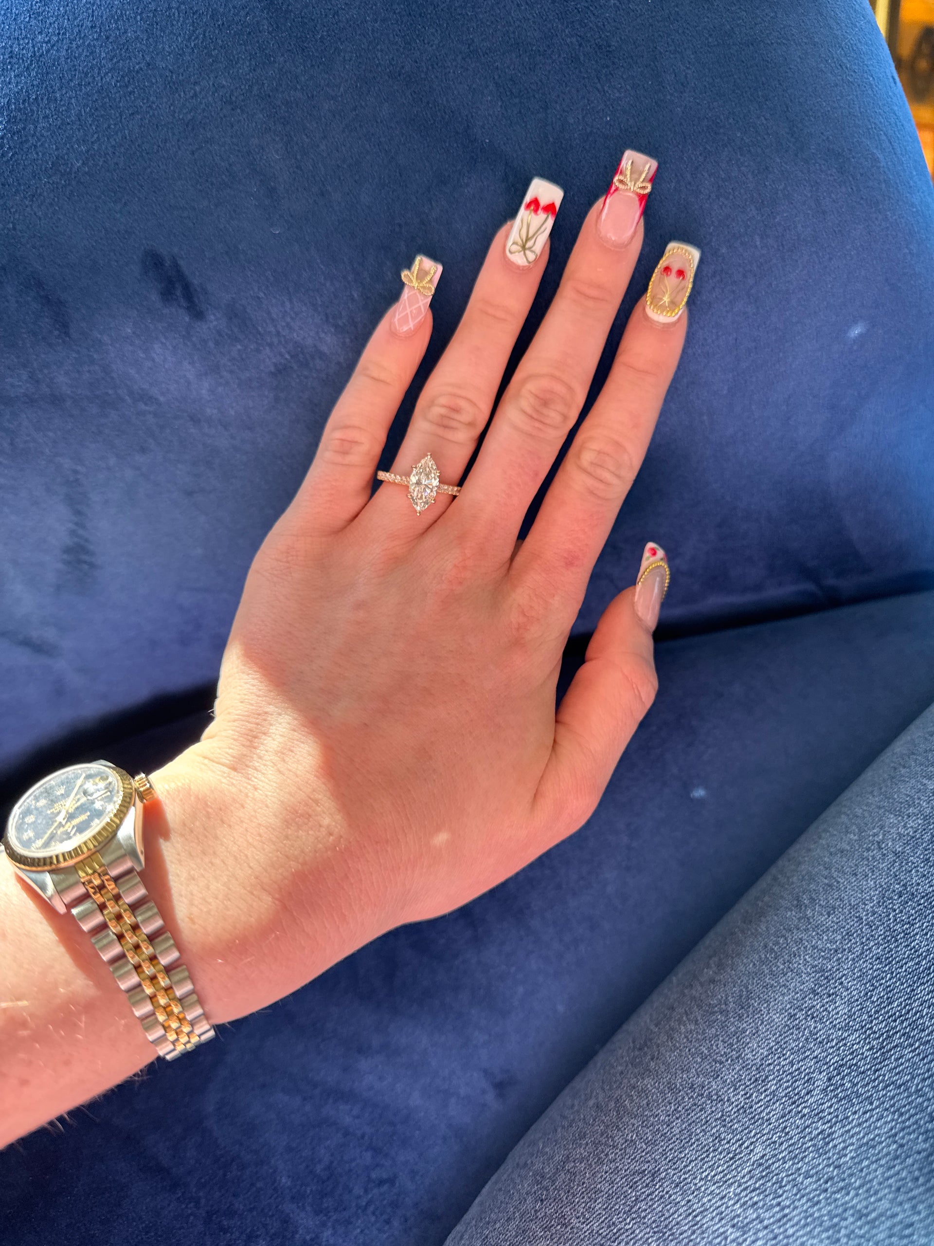 2.09ct. E VS1 Lab Grown Marquise Diamond Engagement Ring in Diamond Cathedral 14K Yellow Gold Mounting