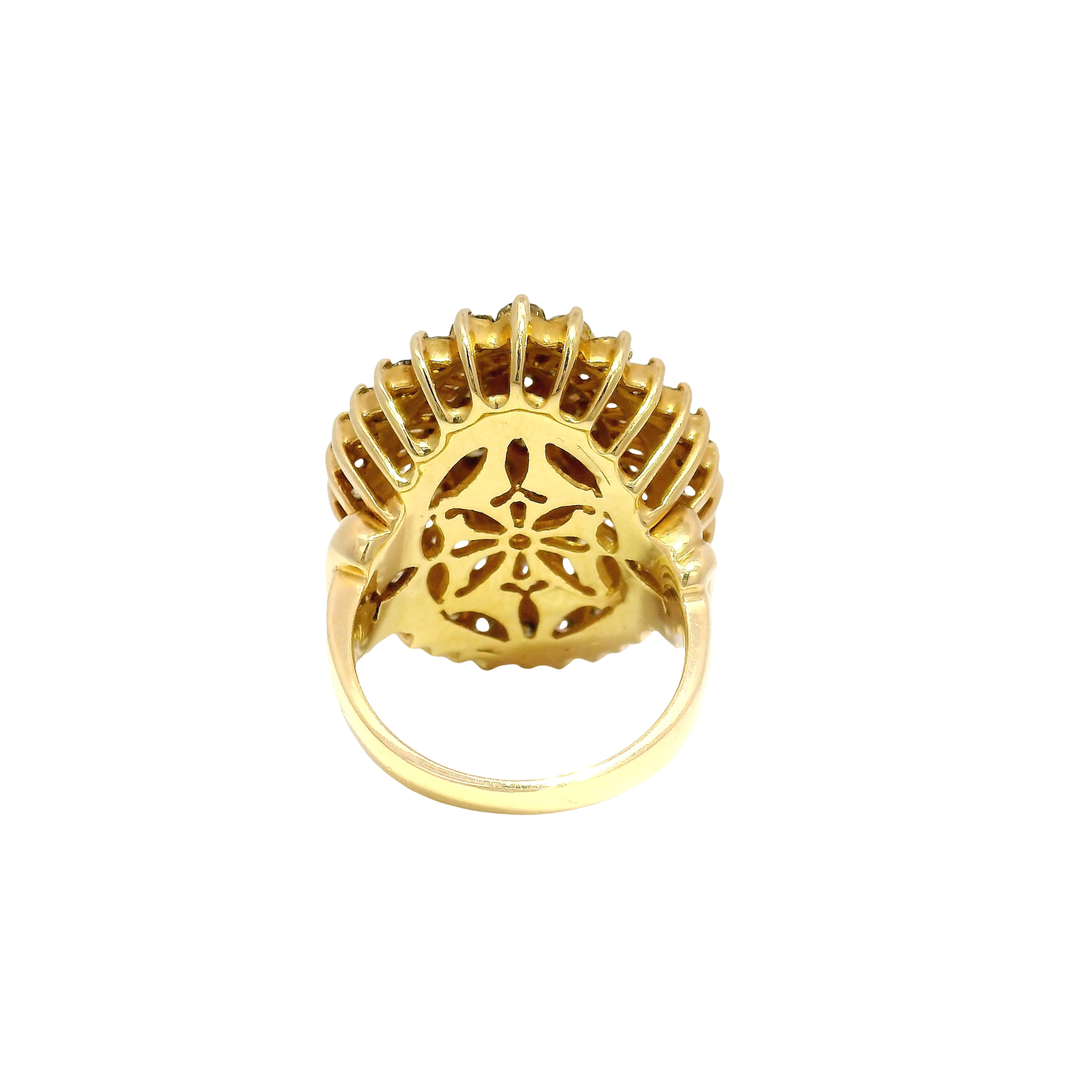 Statement Ring Featuring Natural Round & Baguette Cut Diamonds in 14K Yellow Gold Sz 7