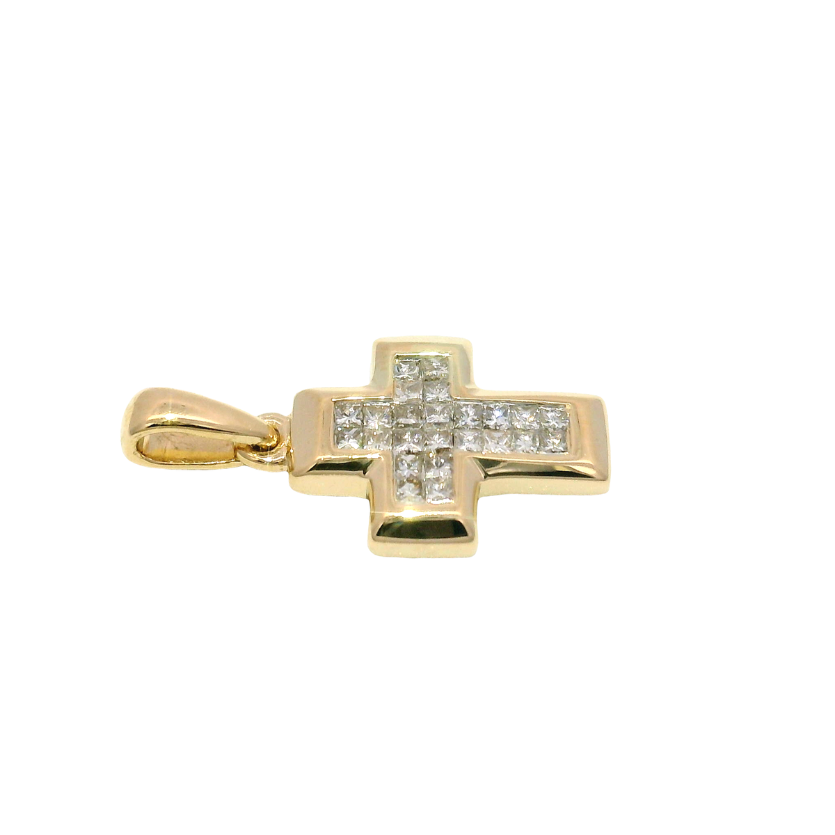 Natural Diamond Cross Pendant Set in 14K Yellow Gold
