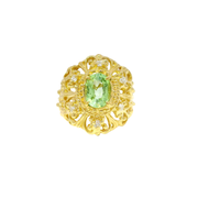 Oval Cut Peridot Set in 18K Filagree Design Fashion Ring Sz 7