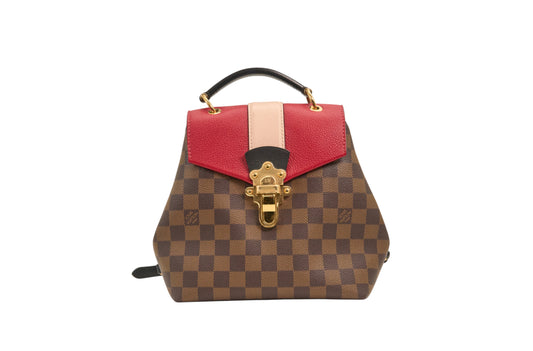 Louis Vuitton Clapton Backpack Damier Ebene Scarlet