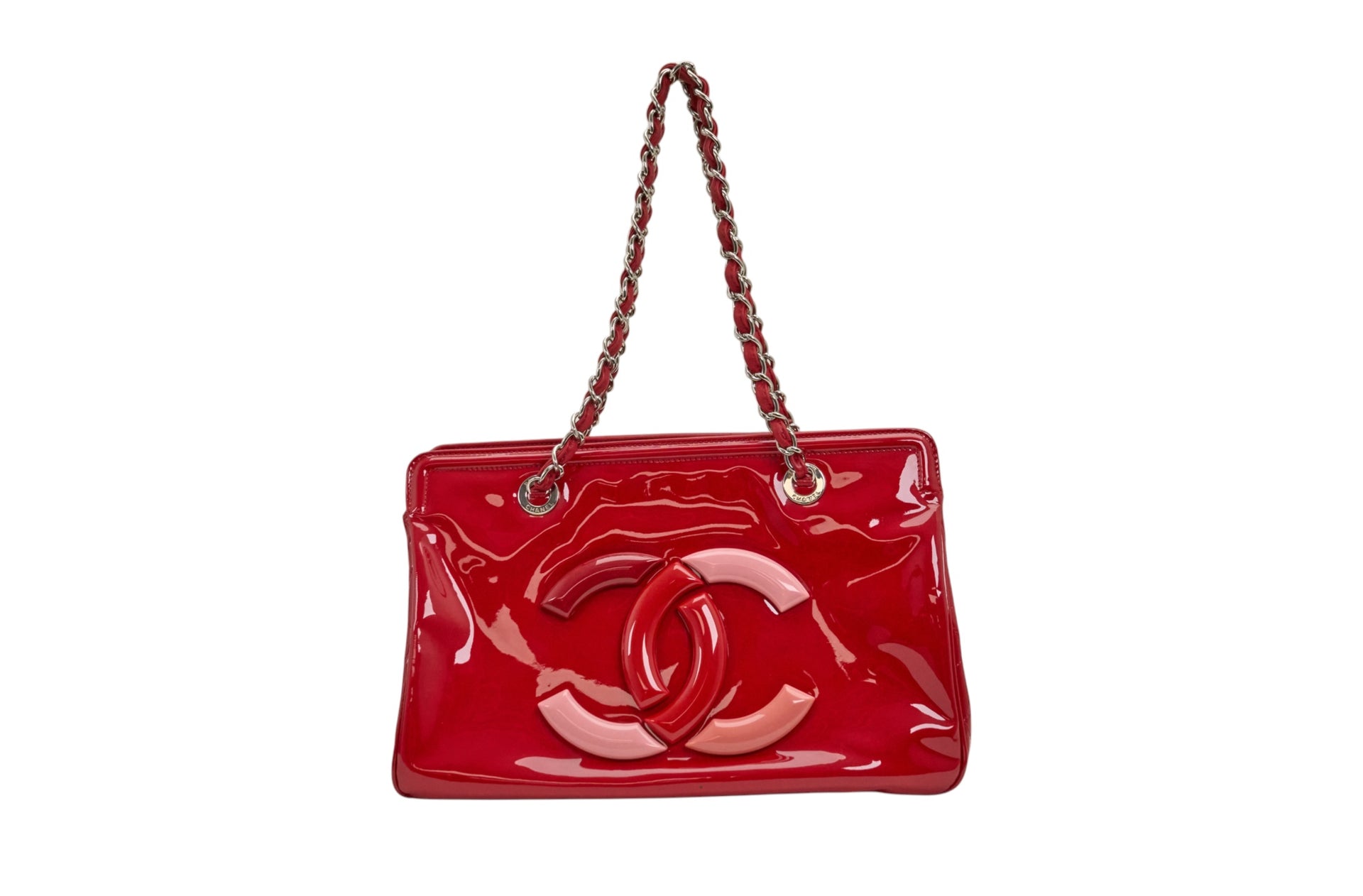 Chanel 10C Collection Red Patent Shopping Tote Bag