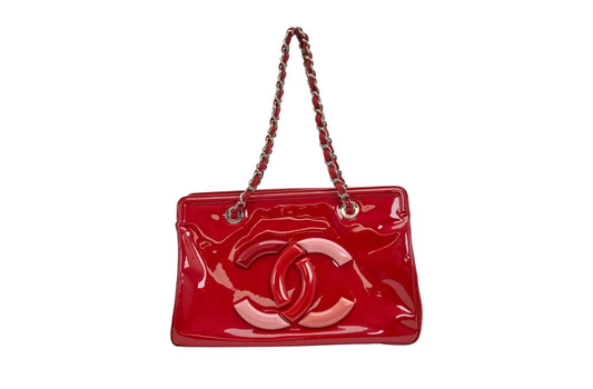 Chanel 10C Collection Red Patent Shopping Tote Bag