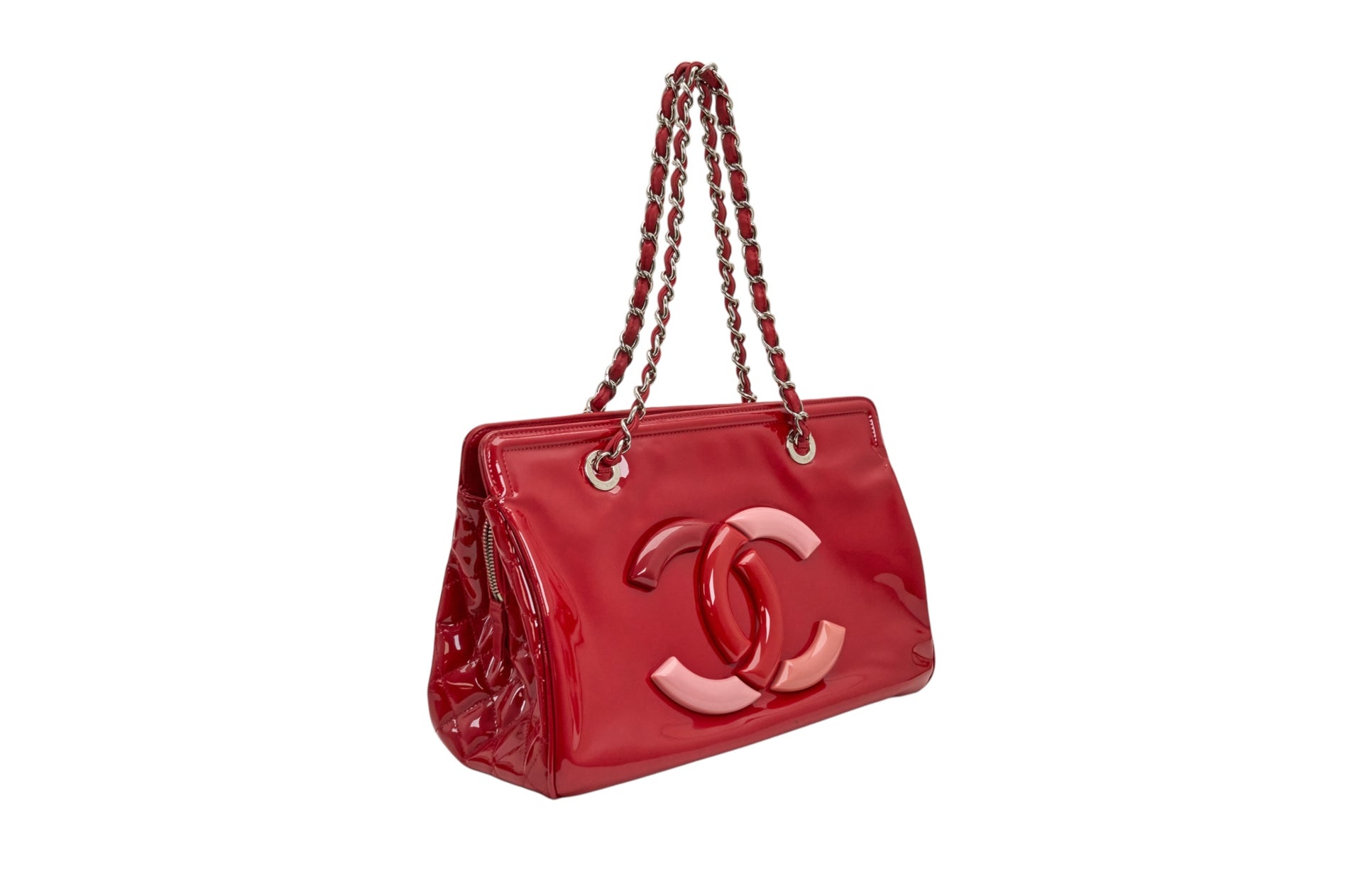 Chanel 10C Collection Red Patent Shopping Tote Bag