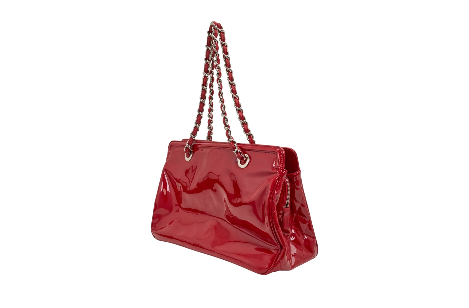Chanel 10C Collection Red Patent Shopping Tote Bag
