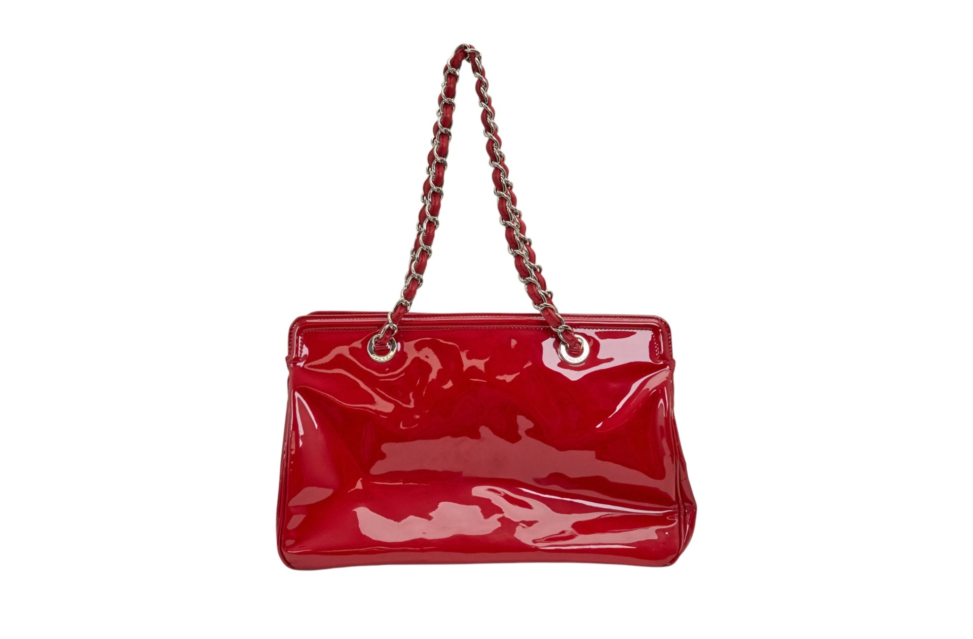 Chanel 10C Collection Red Patent Shopping Tote Bag