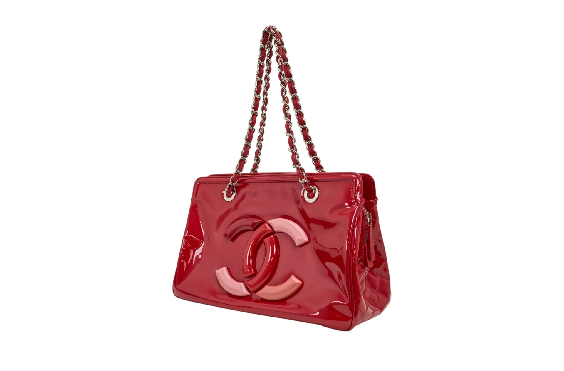 Chanel 10C Collection Red Patent Shopping Tote Bag