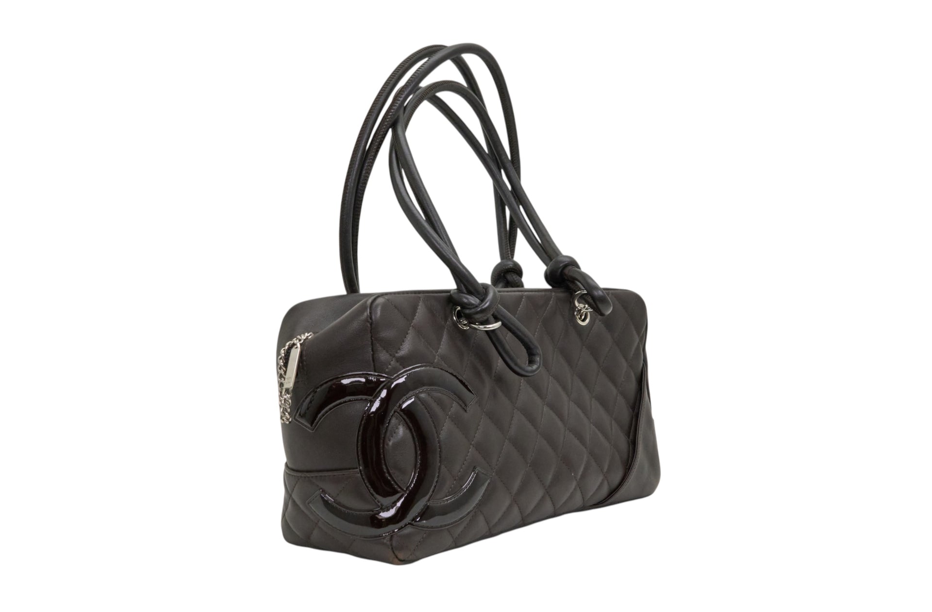 Chanel Black Lambskin Quilted Cambon Bowler Bag Silver Hardware