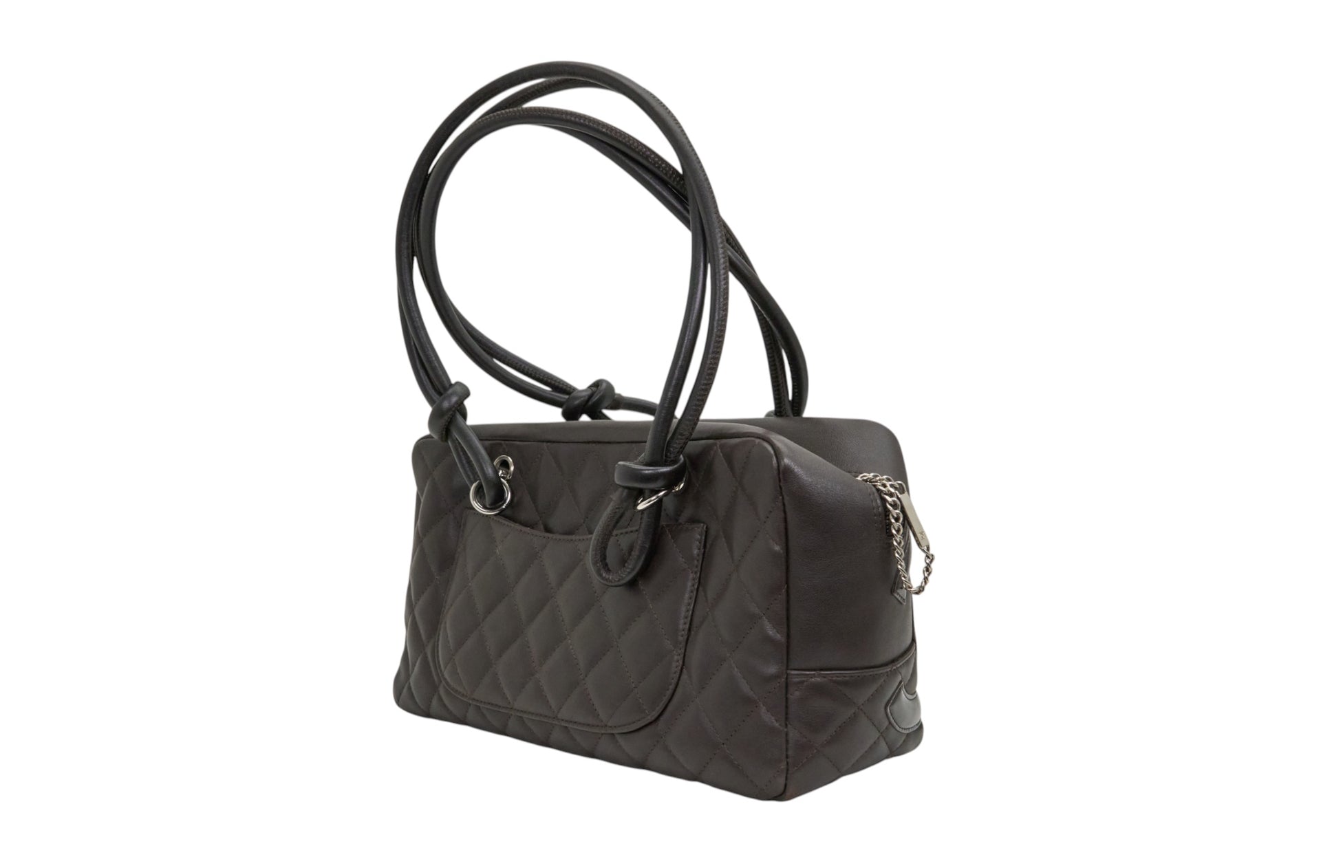 Chanel Black Lambskin Quilted Cambon Bowler Bag Silver Hardware