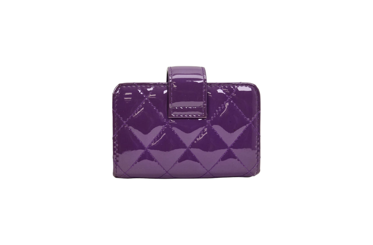 Chanel Purple Patent Quilted Accordion Card Holder