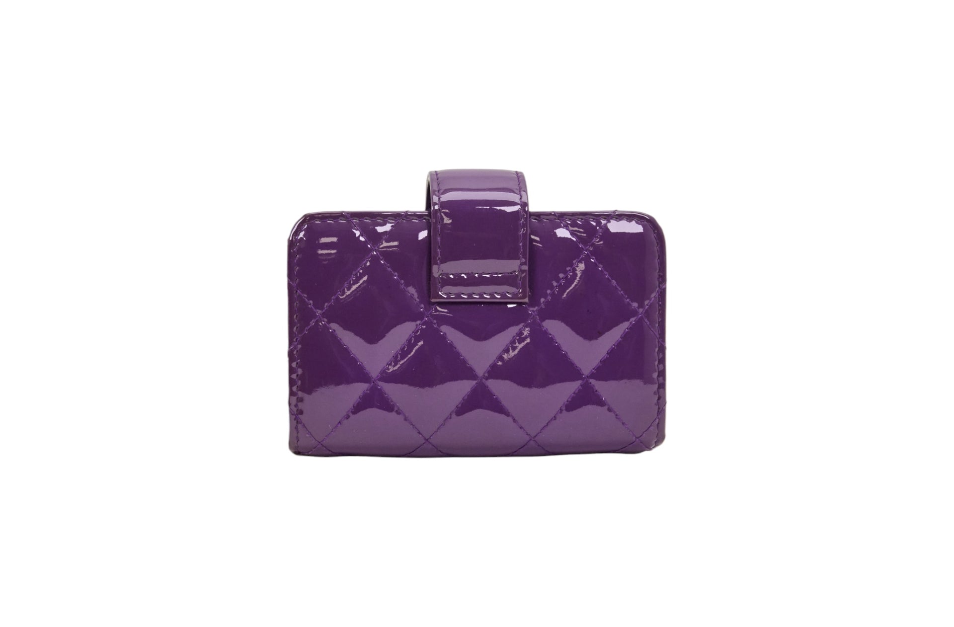 Chanel Purple Patent Quilted Accordion Card Holder