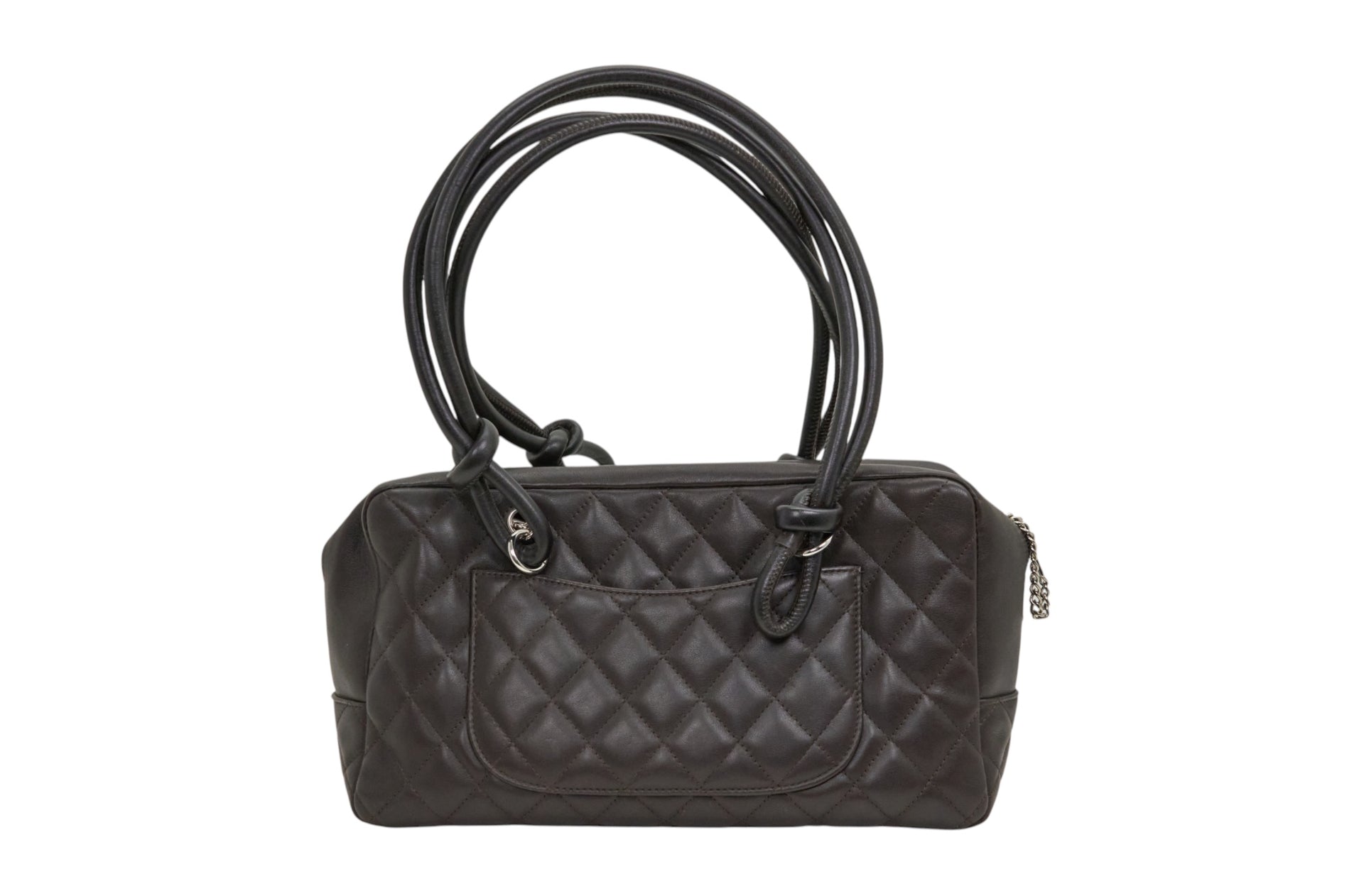 Chanel Black Lambskin Quilted Cambon Bowler Bag Silver Hardware