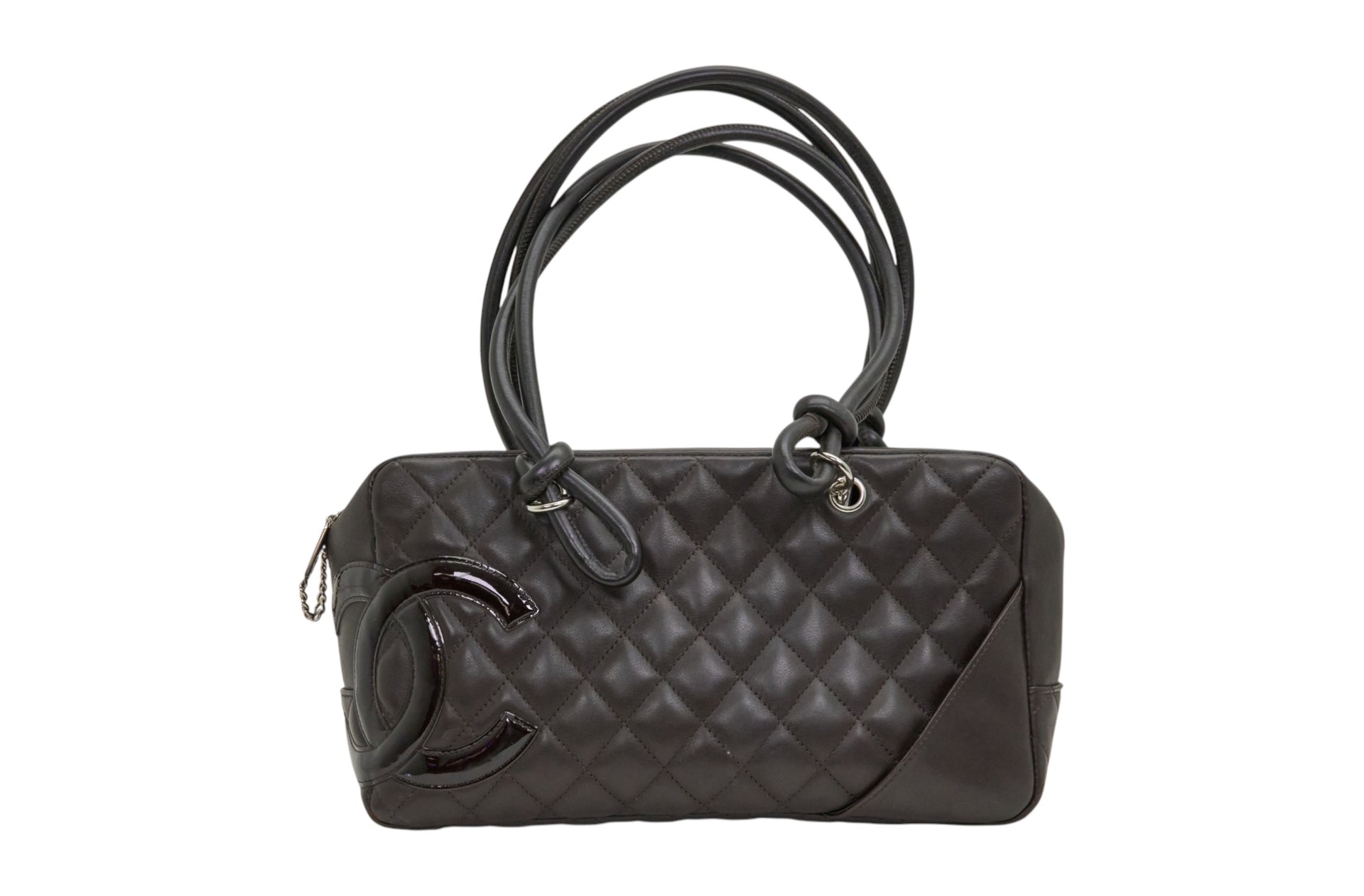 Chanel Black Lambskin Quilted Cambon Bowler Bag Silver Hardware