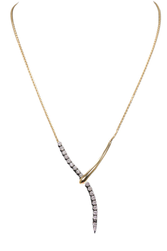 1cttw. Natural Diamond Drop Necklace in 14K Yellow Gold