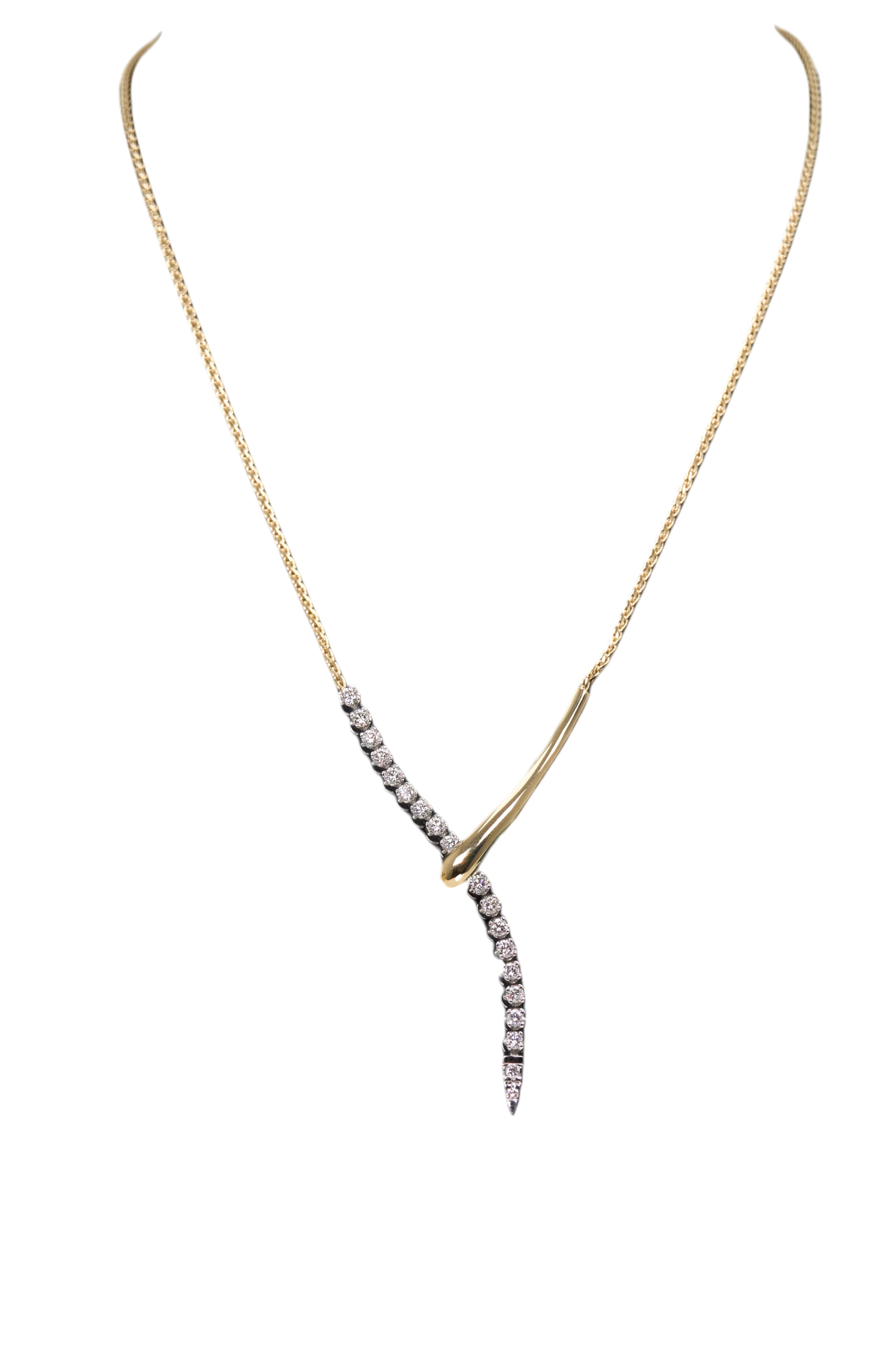 1cttw. Natural Diamond Drop Necklace in 14K Yellow Gold