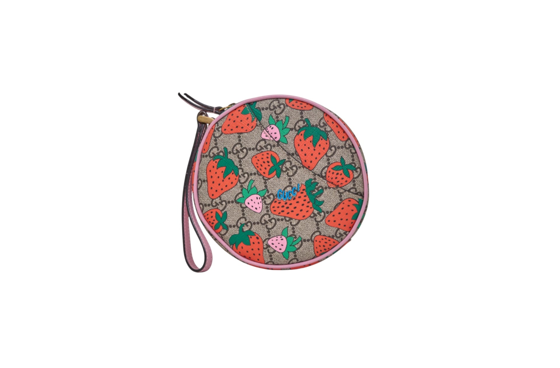 Gucci GG Strawberry Round Wrist Bag