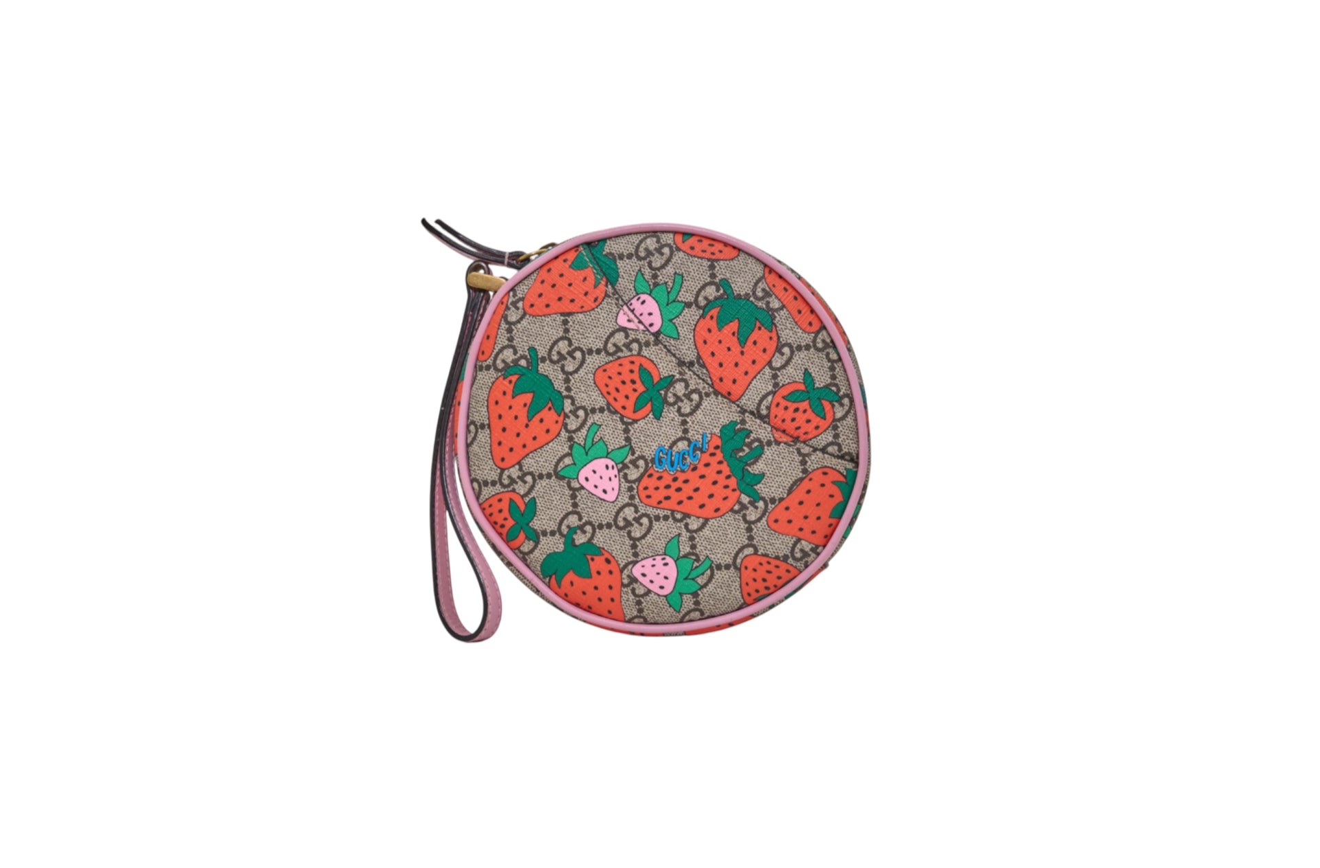 Gucci GG Strawberry Round Wrist Bag
