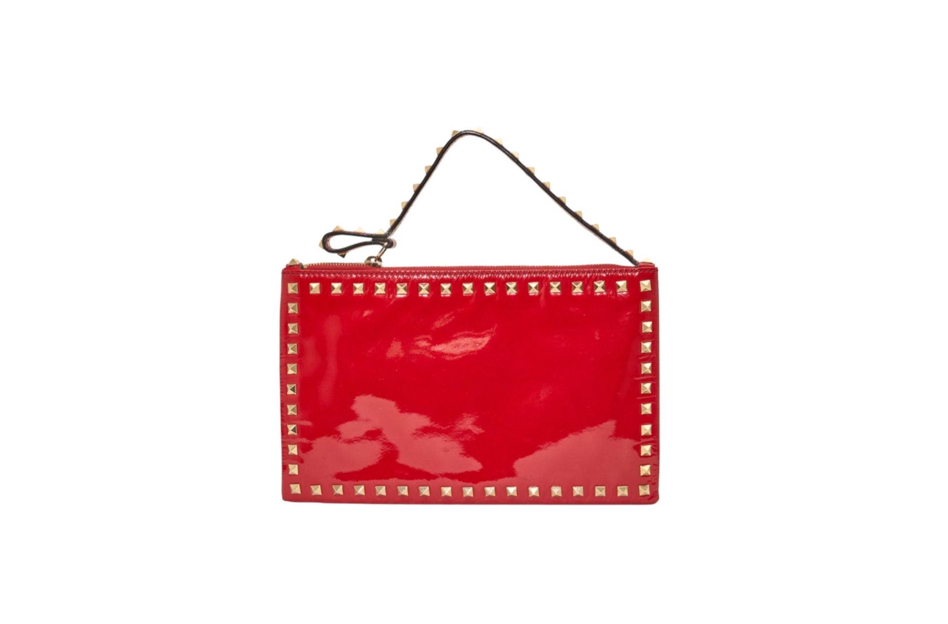 Valentino Garavani Rockstud Red Leather Clutch