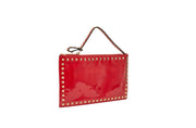 Valentino Garavani Rockstud Red Leather Clutch