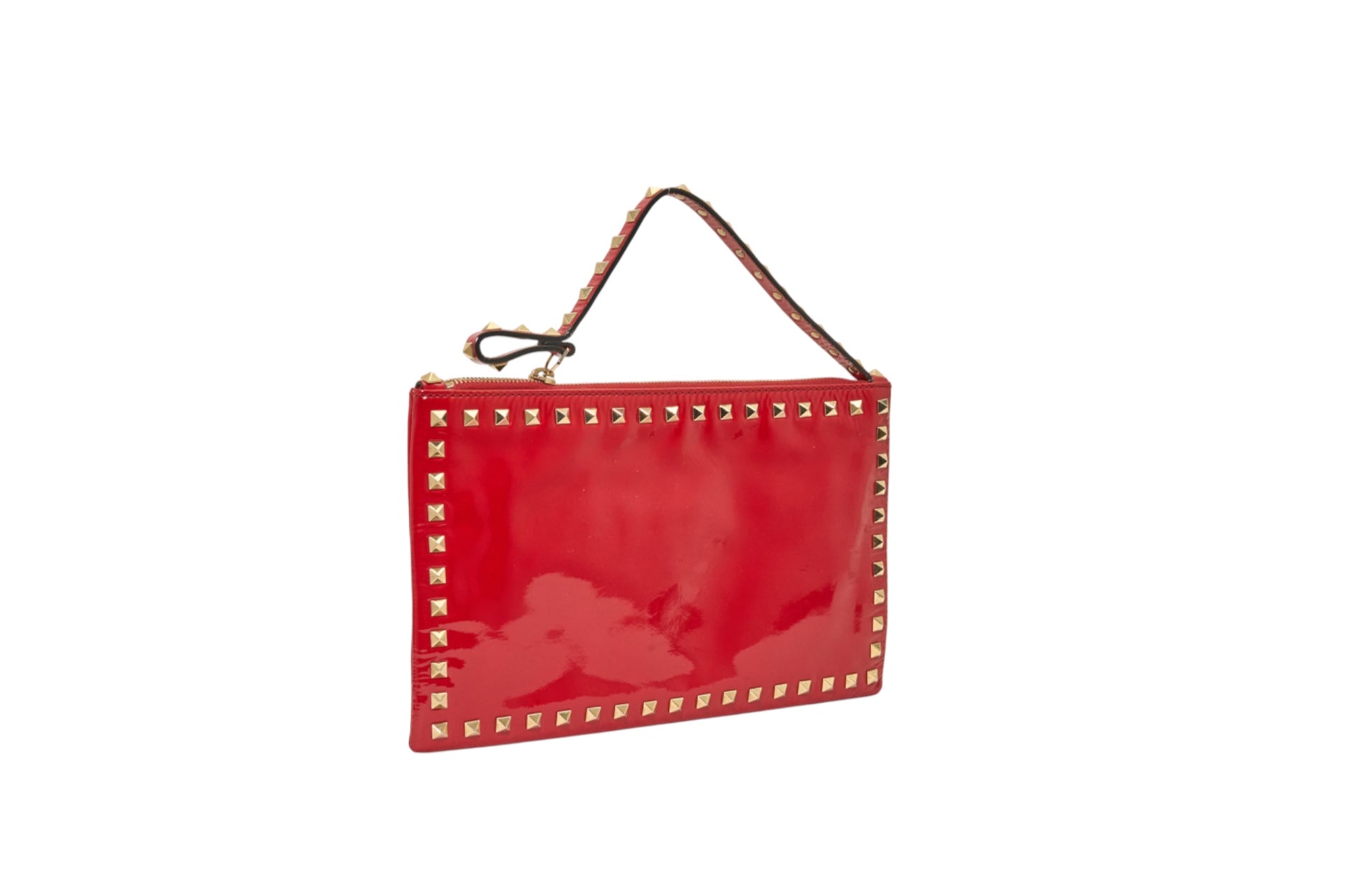Valentino Garavani Rockstud Red Leather Clutch