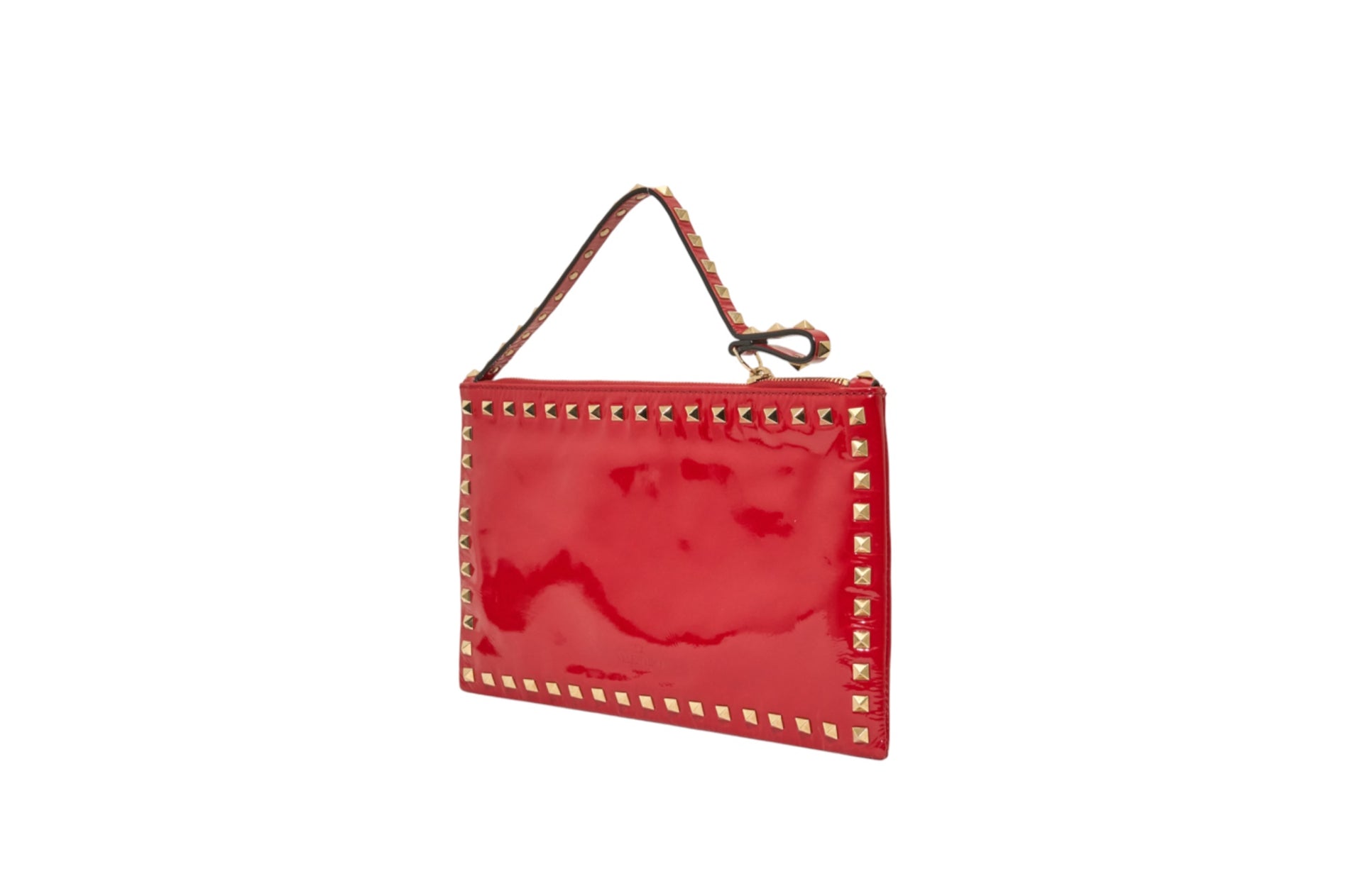 Valentino Garavani Rockstud Red Leather Clutch
