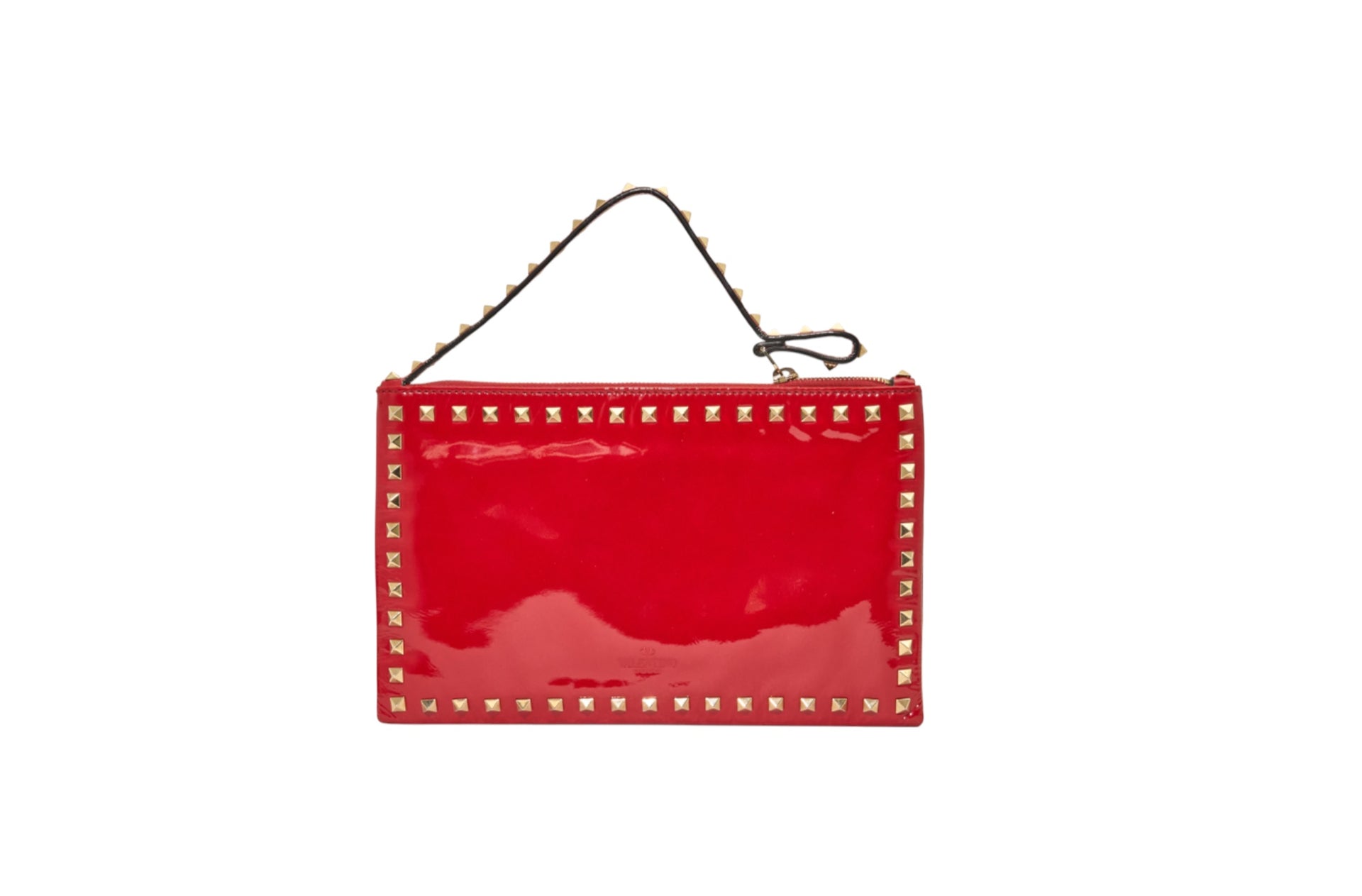 Valentino Garavani Rockstud Red Leather Clutch
