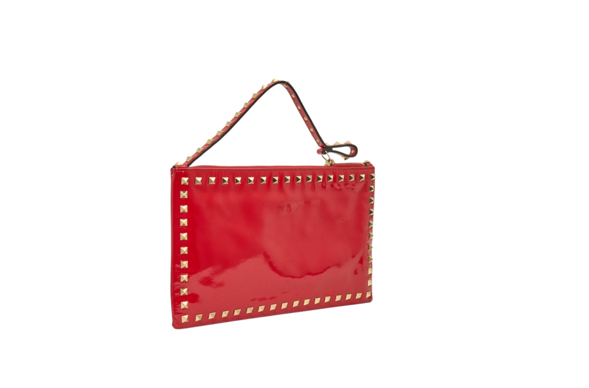 Valentino Garavani Rockstud Red Leather Clutch