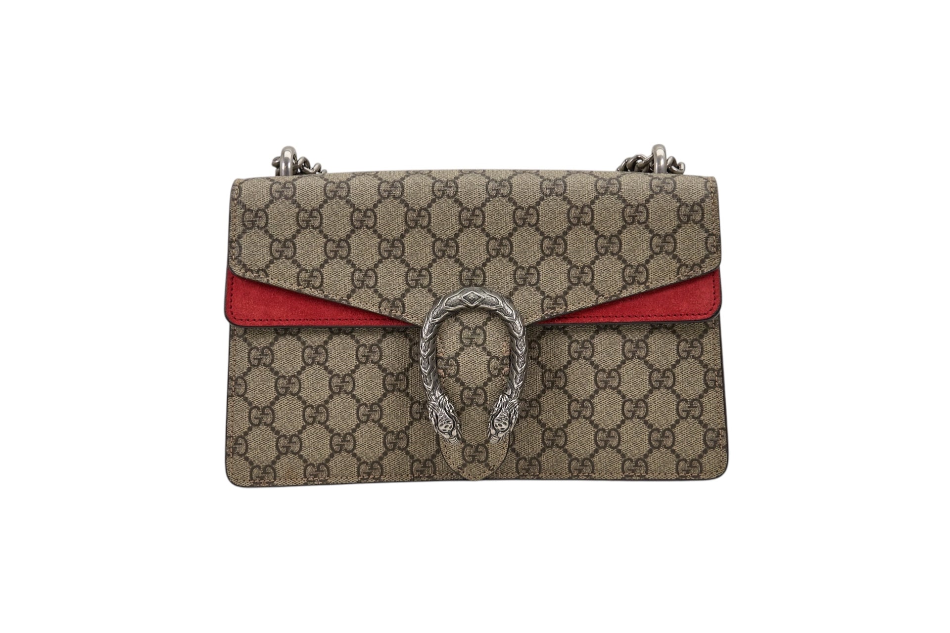Gucci GG Supreme Monogram Red Suede Medium Dionysys