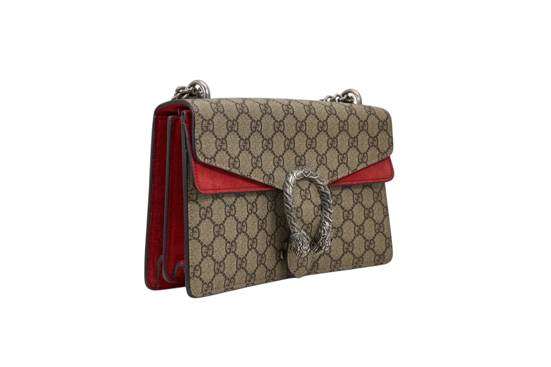 Gucci GG Supreme Monogram Red Suede Medium Dionysys