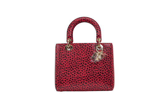 Christian Dior Lady Dior Leopard Pattern Leather Bag