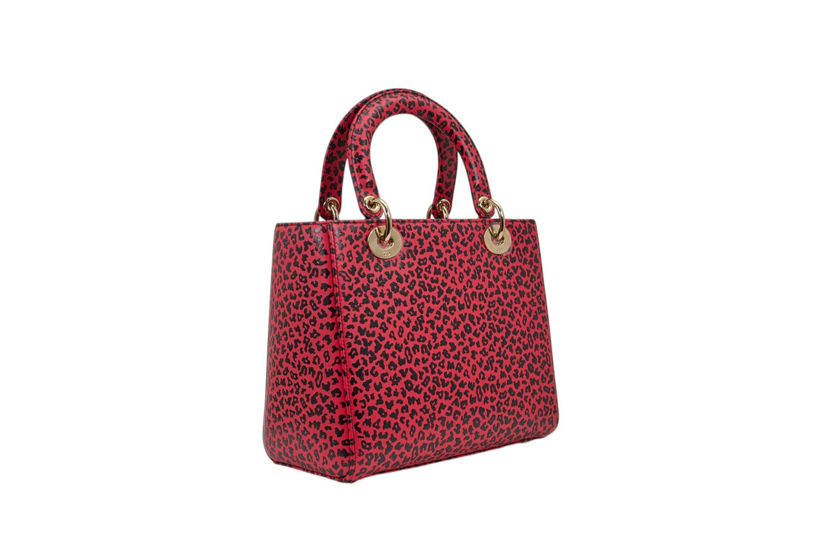 Christian Dior Lady Dior Leopard Pattern Leather Bag