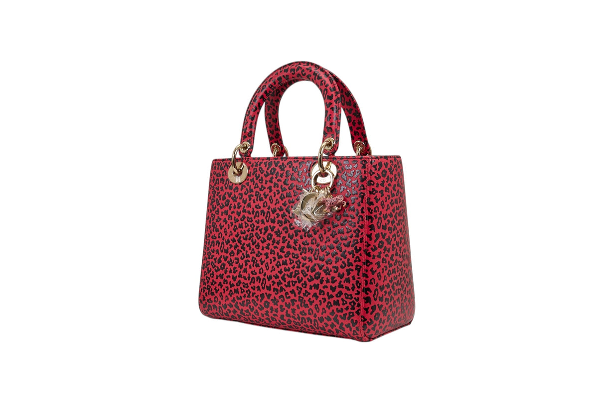 Christian Dior Lady Dior Leopard Pattern Leather Bag