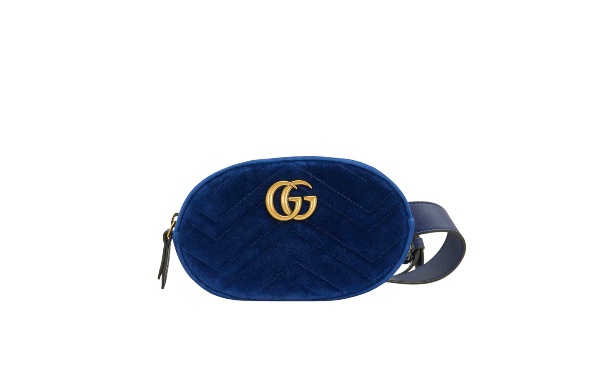 Gucci GG Marmont Belt Bag Blue Velvet