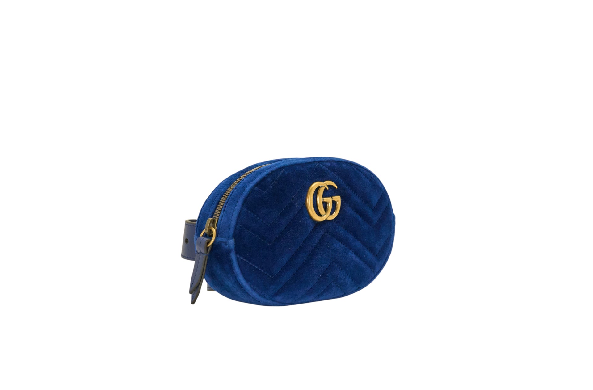 Gucci GG Marmont Belt Bag Blue Velvet