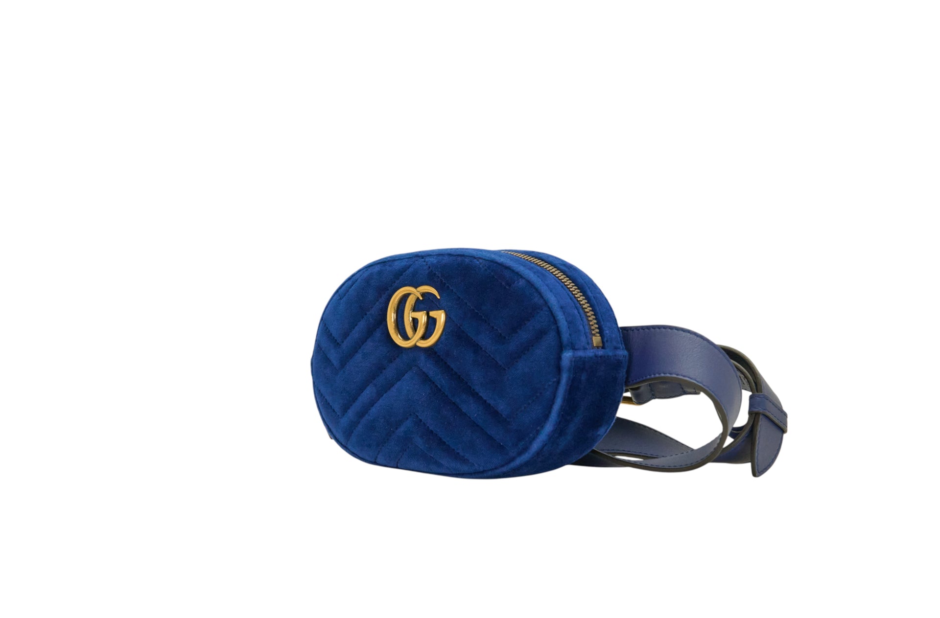 Gucci GG Marmont Belt Bag Blue Velvet
