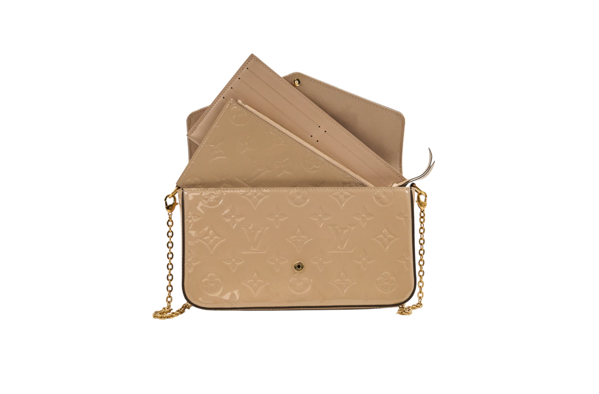 Louis Vuitton Pochette Felicie Monogram Vernis Beige