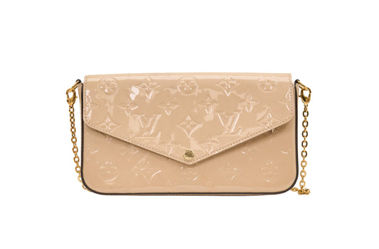 Louis Vuitton Pochette Felicie Monogram Vernis Beige