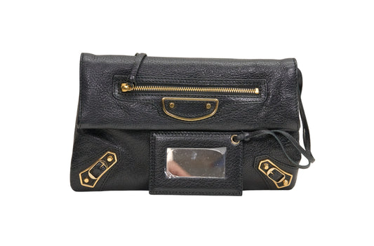 Balenciaga Black Leather Envelope Bag
